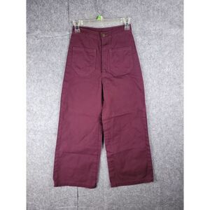 Lykke Wullf  Muir Workwear Jean Pants Size XS (24x24) Wide Leg Cotton Maroon